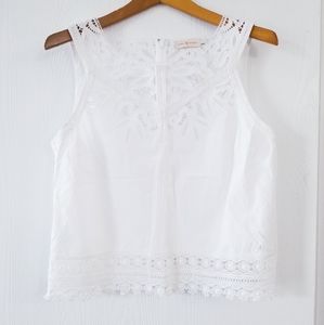 Tory Burch White Lace Tank Top